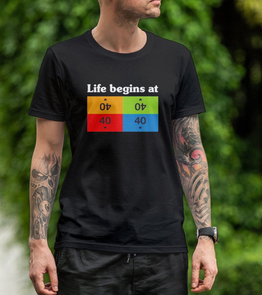 Life Begins At 40 Colorful Playing Card Symbols T-Shirt