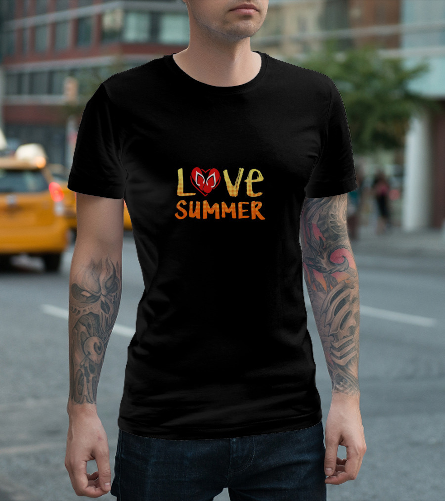 LOVE SUMMER Heart Symbol with Shades of Orange and Yellow T-Shirt