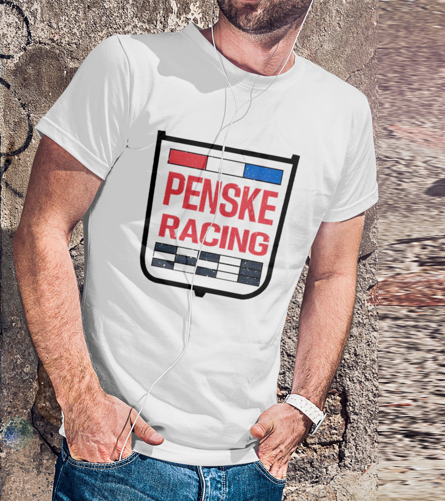 Penske Racing Red Blue Distressed Shield Emblem T-Shirt