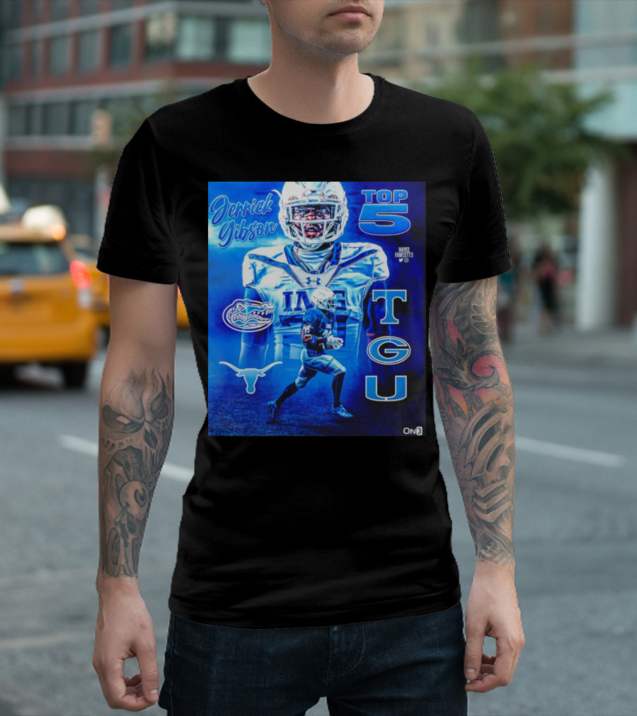 Jerrick Gibson Top 5 Schools with TCU and Florida Gators Football T-Shirt