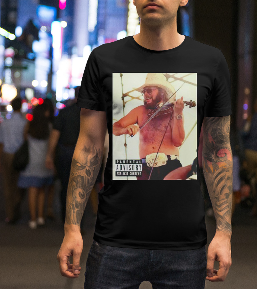 Parental Explicit Content Party Boy Hank Fiddler In Cowboy Hat And Sunglasses T-Shirt