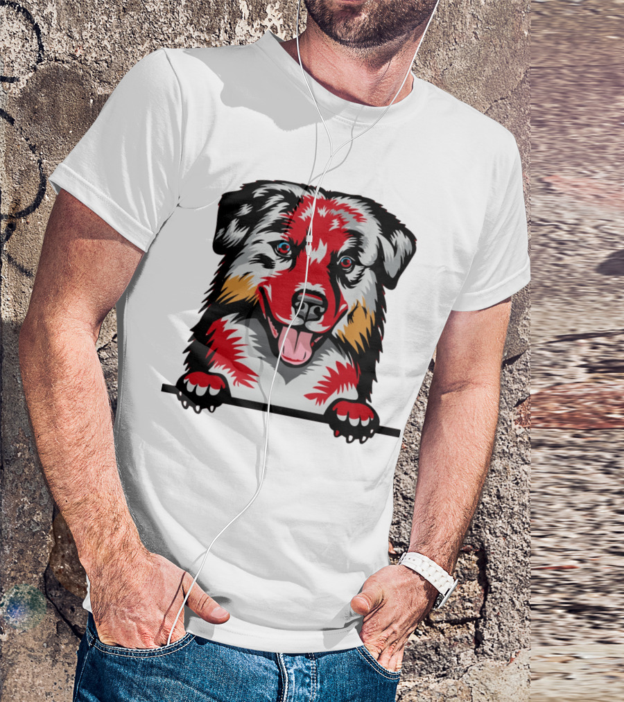 Dog Australian Shepherd Colorful T-Shirt