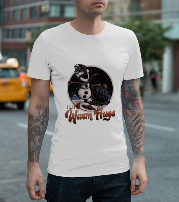 I Like Warm Hugs Alien Snowman Hugging Alien Creature T-Shirt