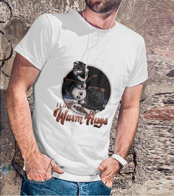 I Like Warm Hugs Alien Snowman Hugging Alien Creature T-Shirt