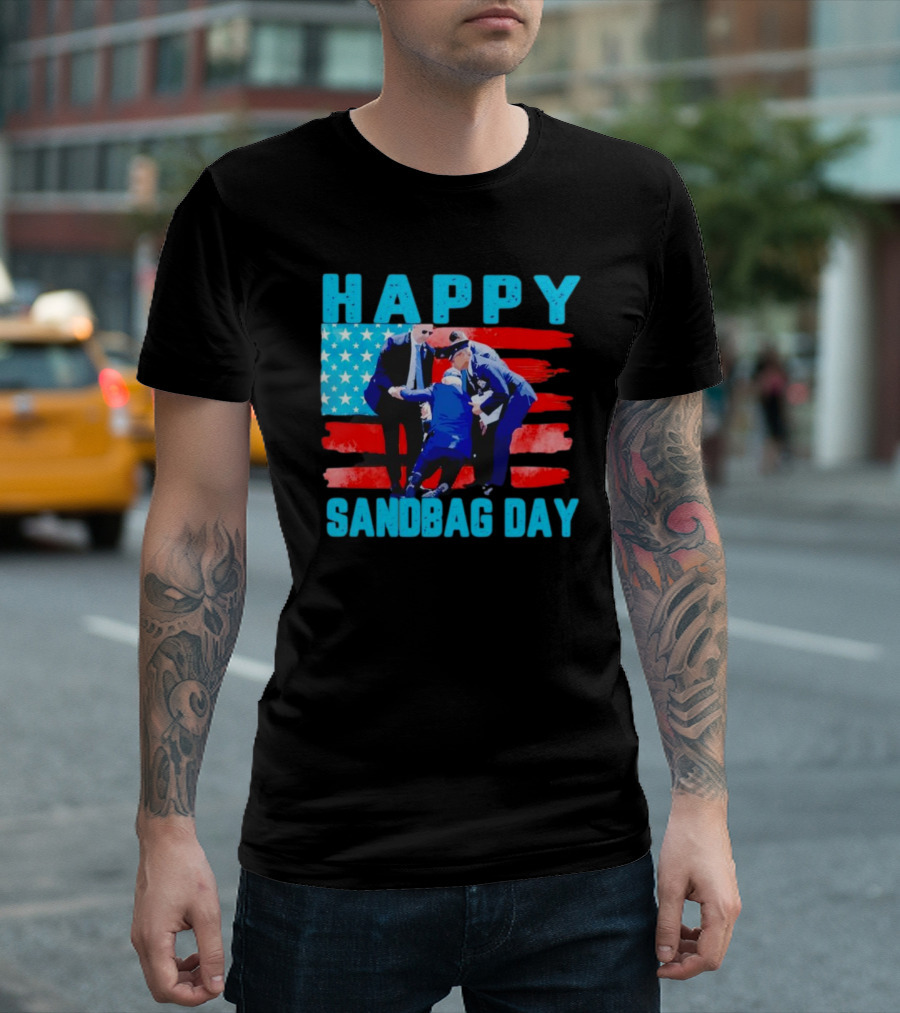 Happy Sandbag Day Joe Biden American Flag T-Shirt