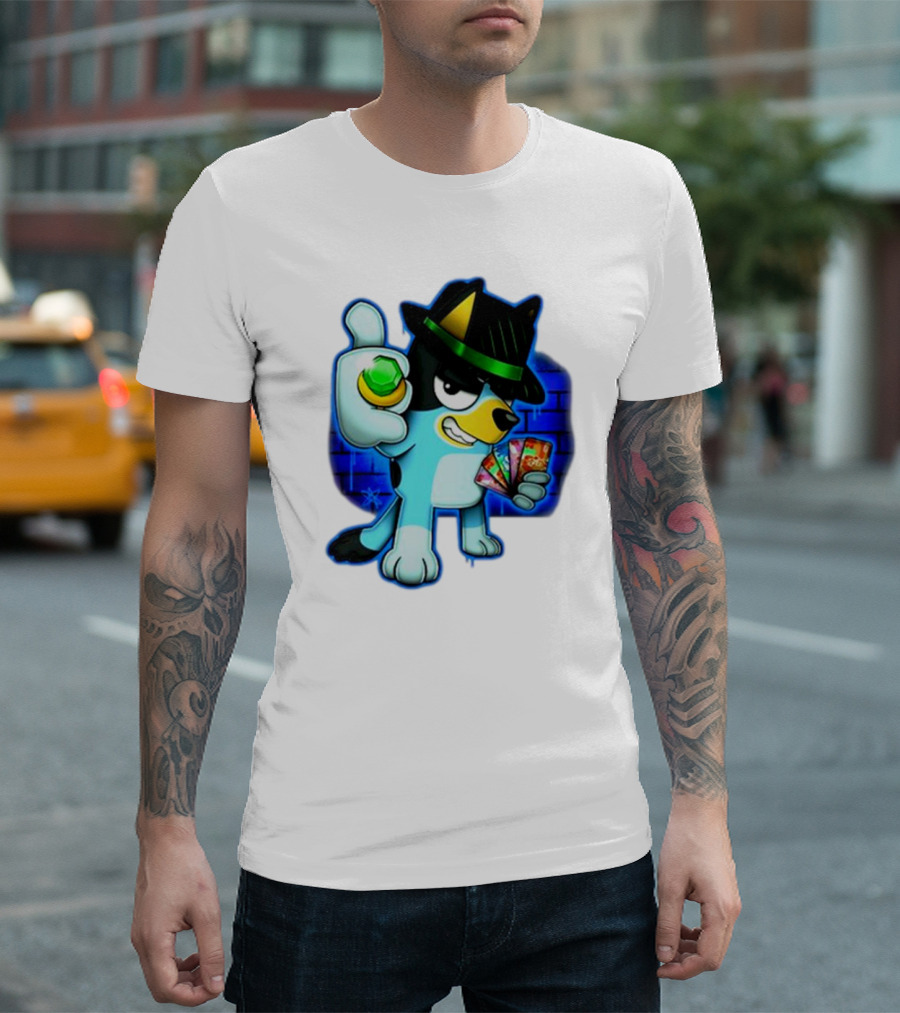 Ally Katz Bluepin Cool Dog with Cards and Gem T-Shirt