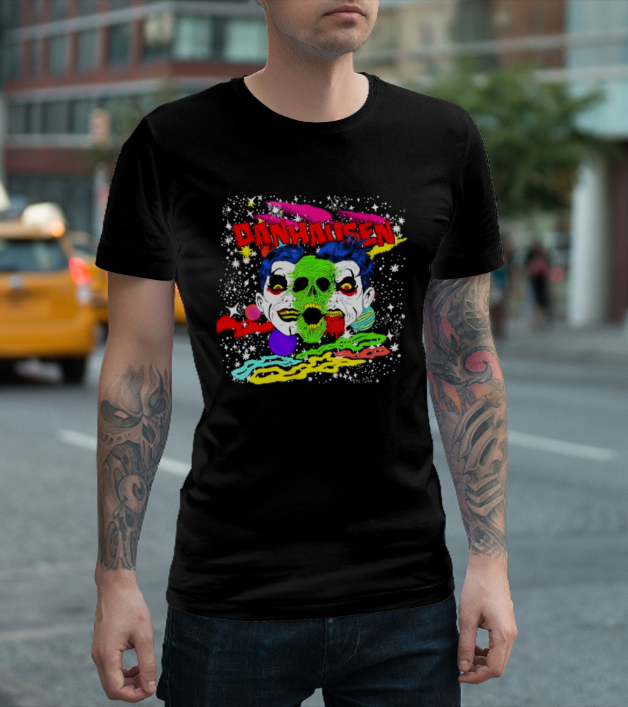 Danhausen Cosmic Skull Faces Colorful Space T-Shirt