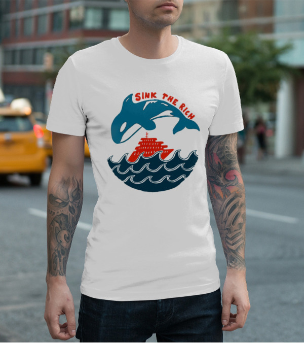 SINK THE RICH Orca And Yacht Sea Scene T-Shirt