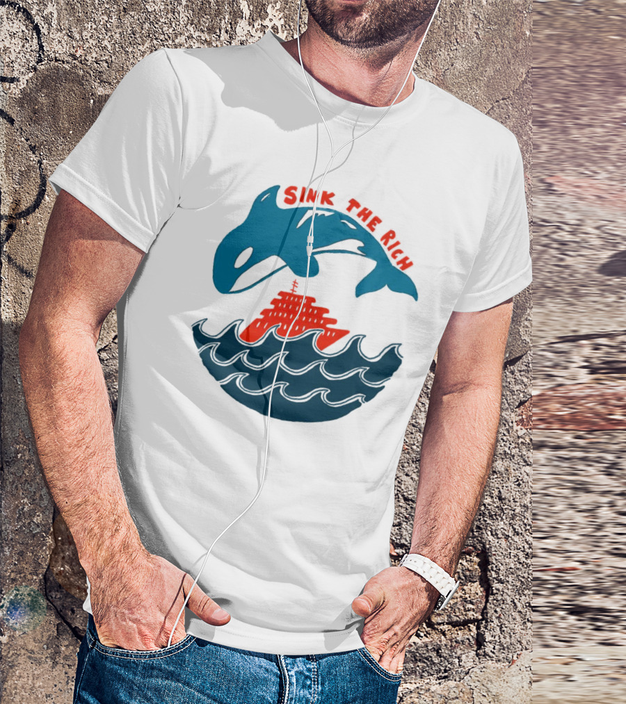 SINK THE RICH Orca And Yacht Sea Scene T-Shirt