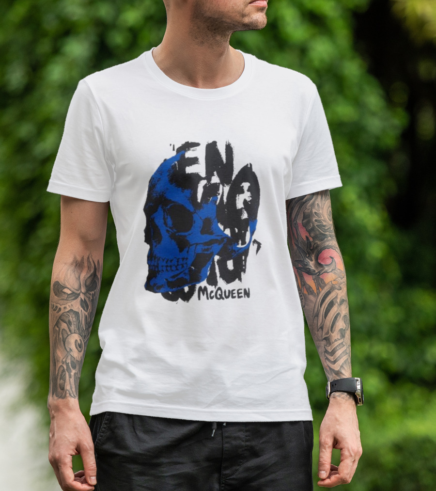 Alexander McQueen Blue Skull T-Shirt