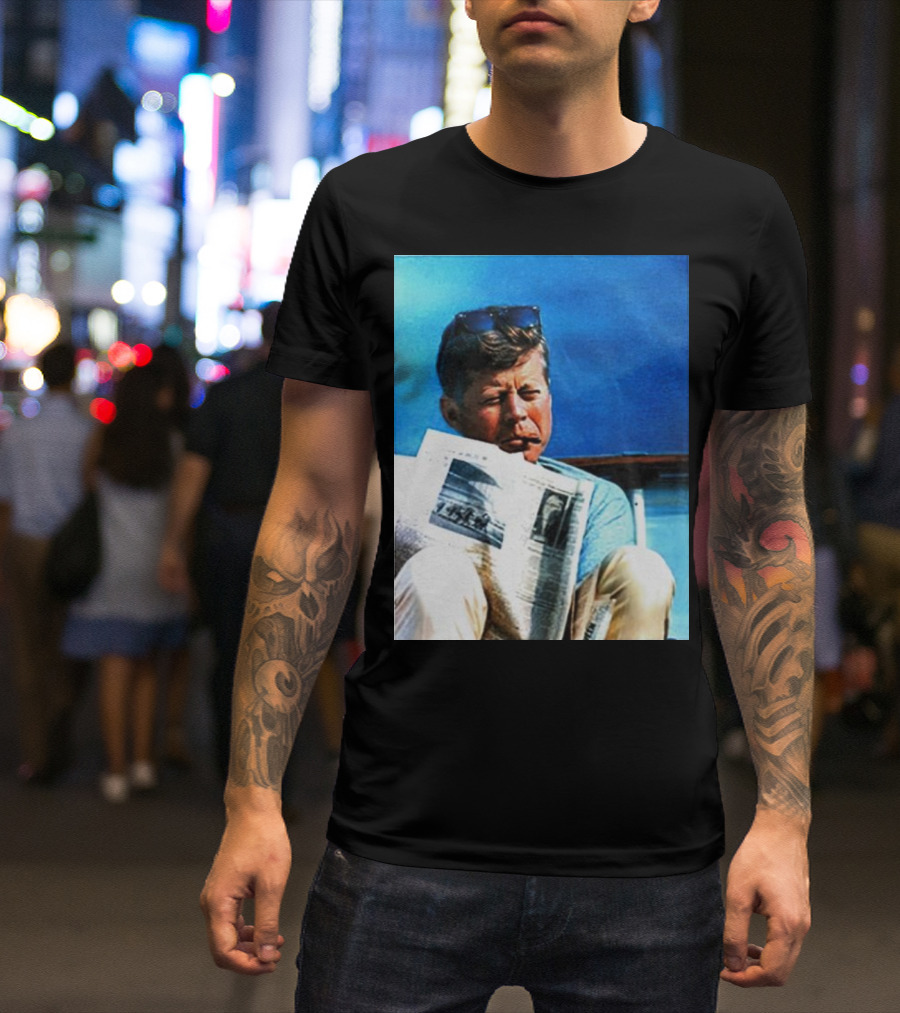 JFK Reading Newspaper On Summer Day T-Shirt