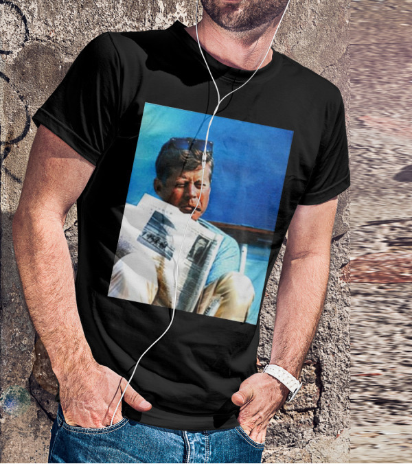 JFK Reading Newspaper On Summer Day T-Shirt