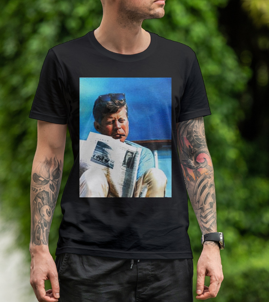 JFK Reading Newspaper On Summer Day T-Shirt