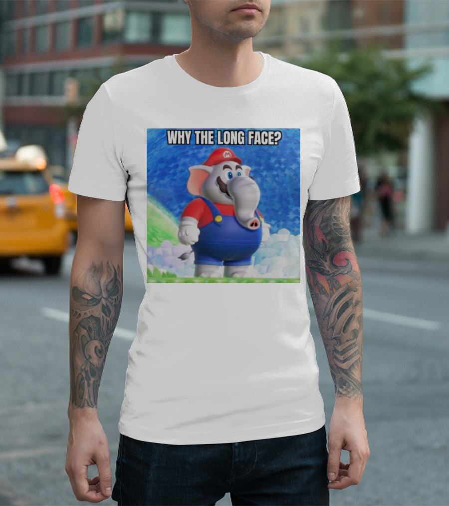 Mario Elephant Why the Long Face? T-Shirt