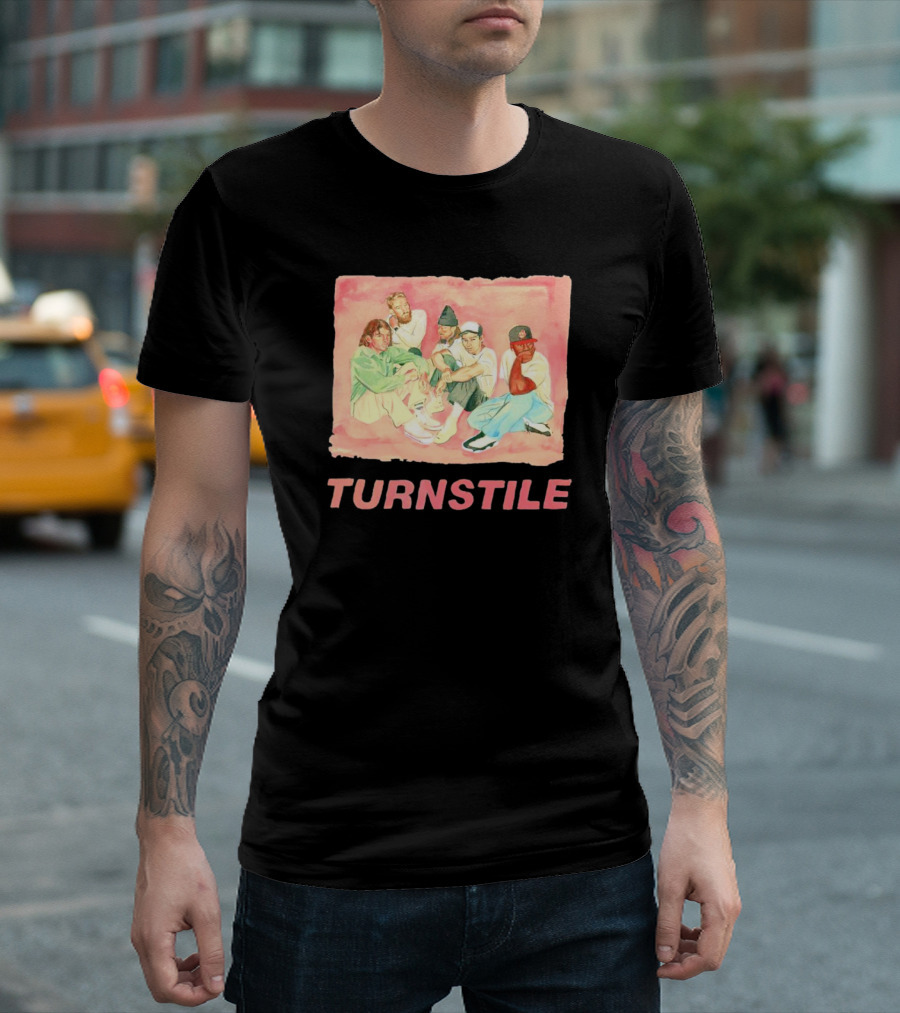 Turnstile Band Illustration Pink Pastel Aesthetic T-Shirt