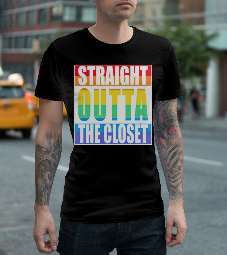 Straight Outta the Closet Pride Rainbow Stripes T-Shirt