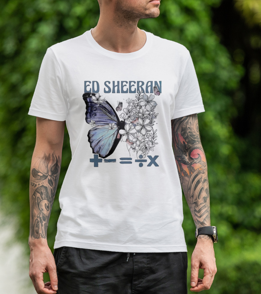 Ed Sheeran Butterfly Flowers Math Symbols Equals Tour T-Shirt
