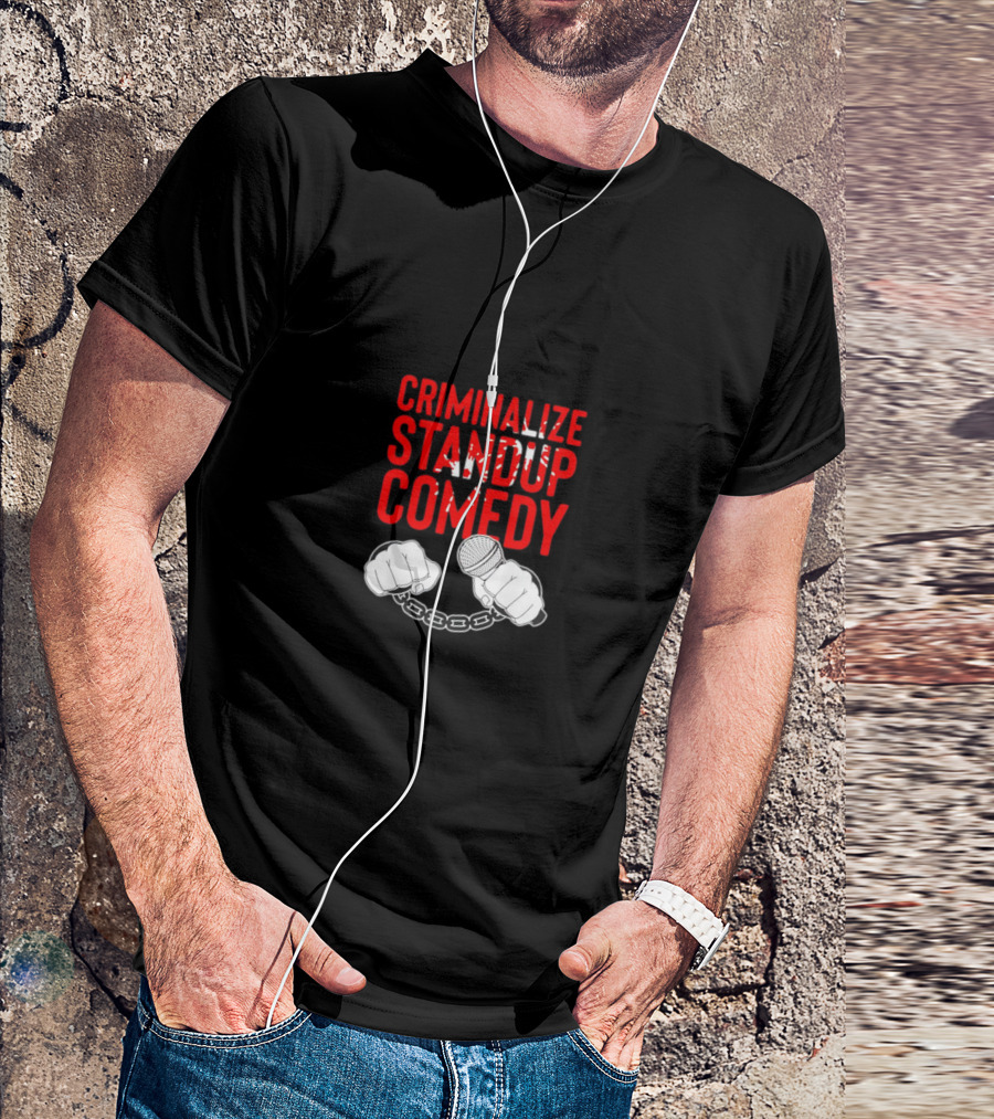 Criminalize Stand Up Comedy Microphone Handcuffs T-Shirt