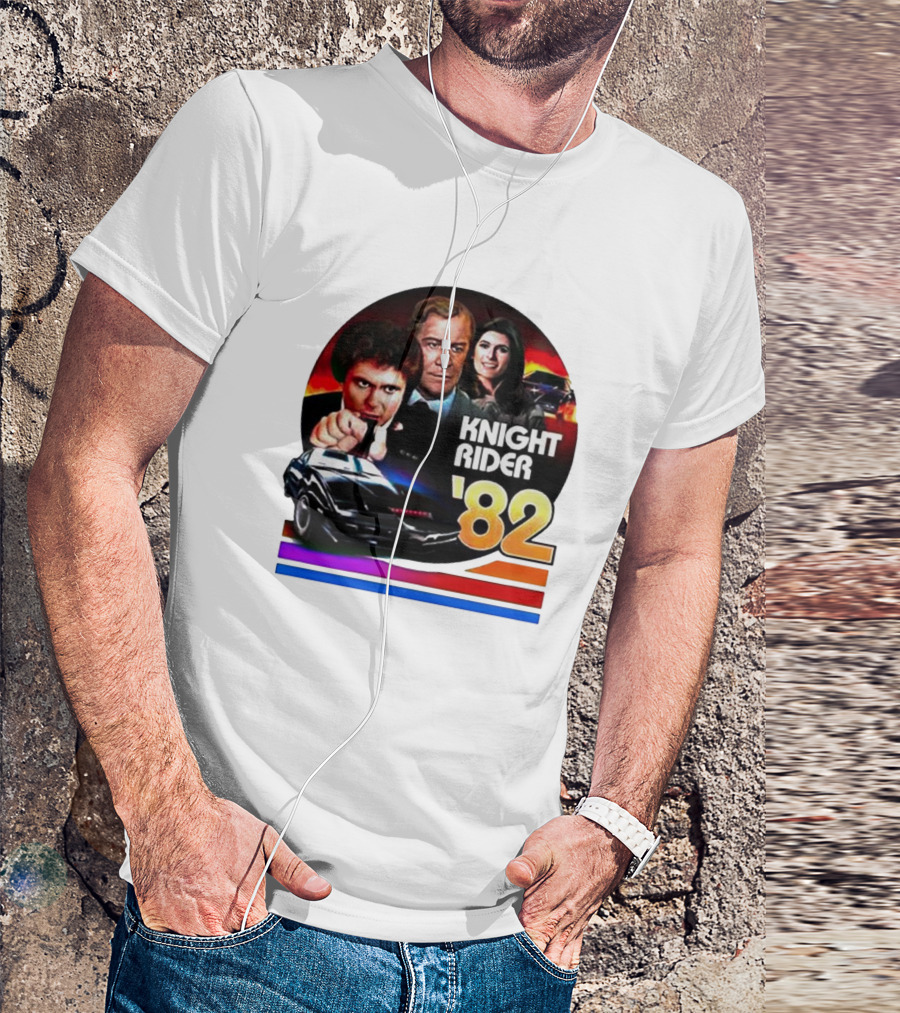 Knight Rider ’82 Retro Cast And Car Montage T-Shirt