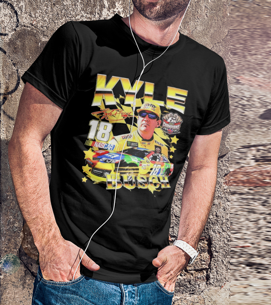 Kyle Busch NASCAR Racing 18 M&M's Champions Signature T-Shirt