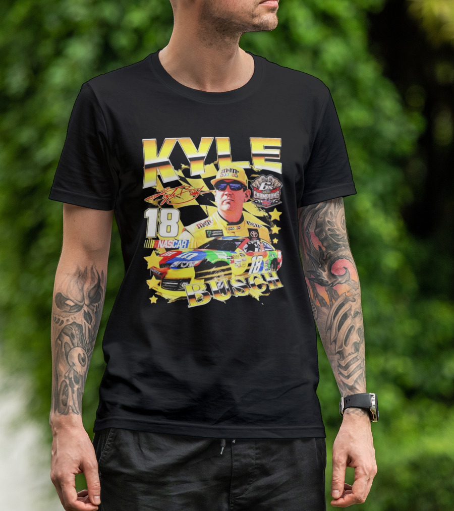 Kyle Busch NASCAR Racing 18 M&M's Champions Signature T-Shirt