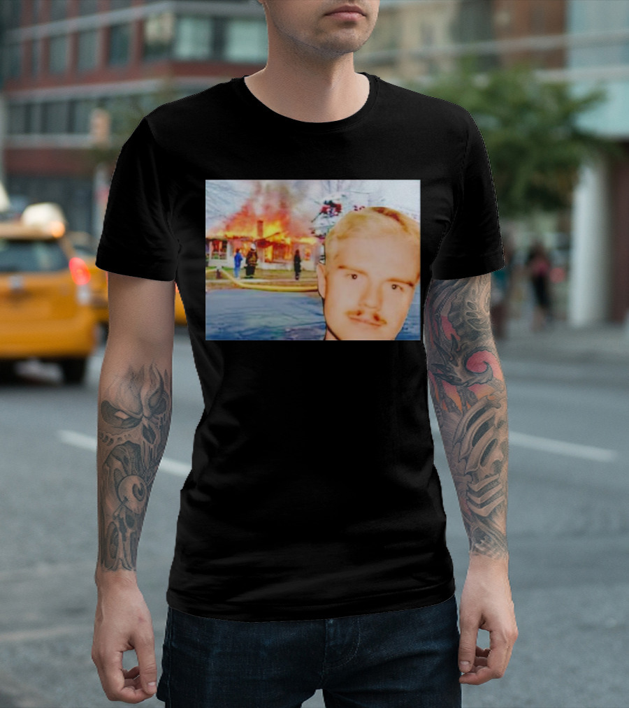 Lloyd Meme Fire Burning House Background T-Shirt