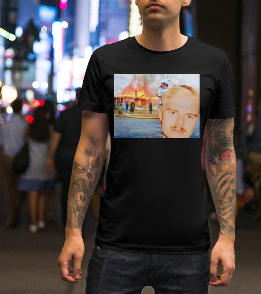 Lloyd Meme Fire Burning House Background T-Shirt