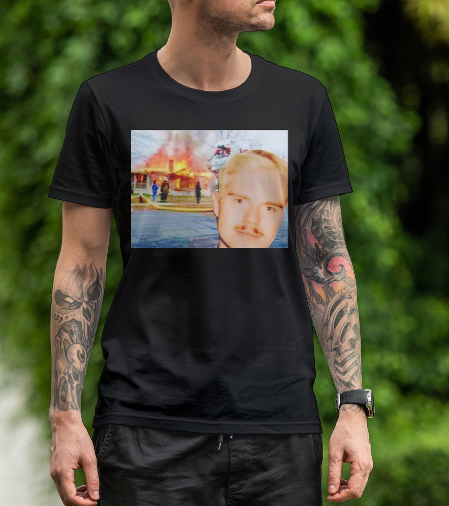 Lloyd Meme Fire Burning House Background T-Shirt