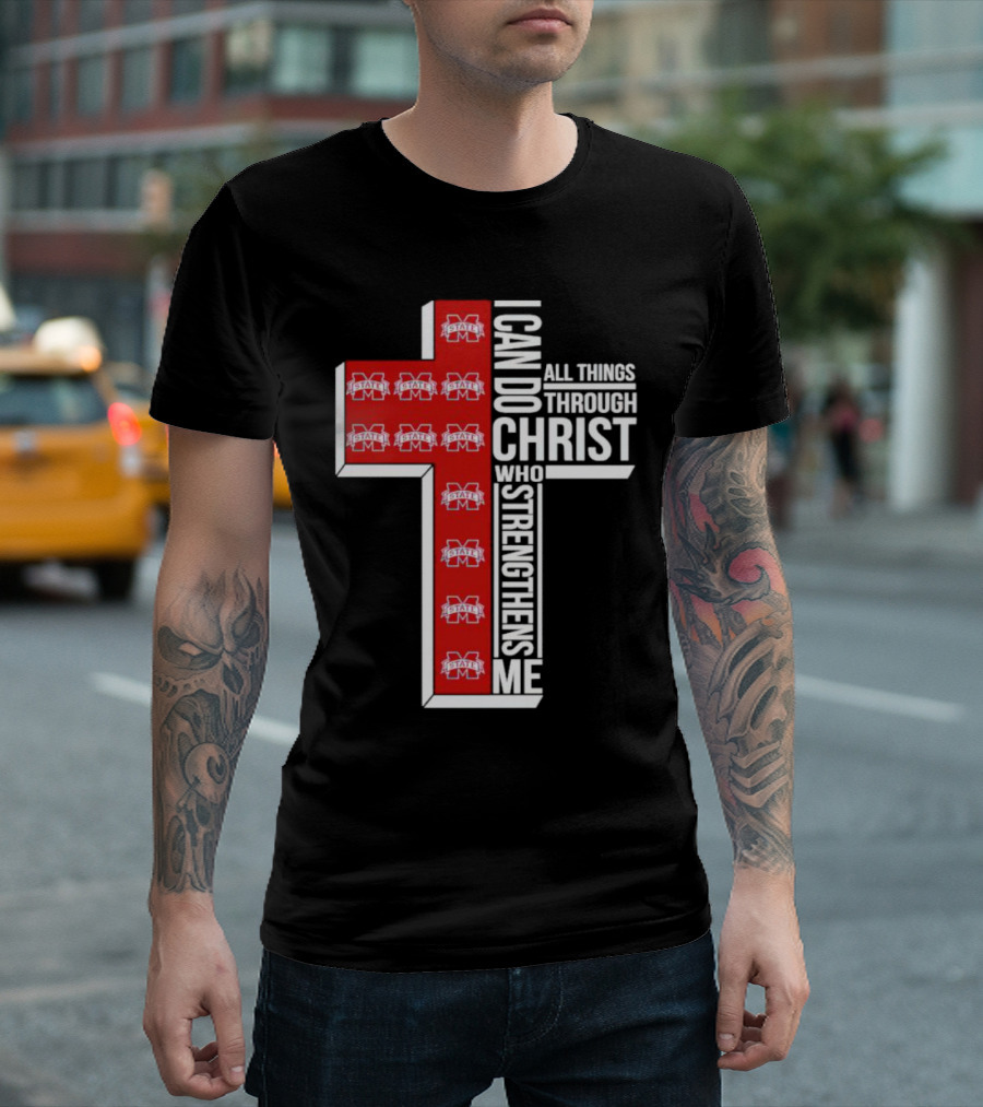 State Bulldogs I Can Do All Things Through Christ Who Strengthens Me Cross T-Shirt