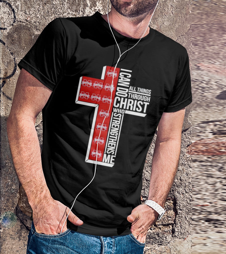 State Bulldogs I Can Do All Things Through Christ Who Strengthens Me Cross T-Shirt