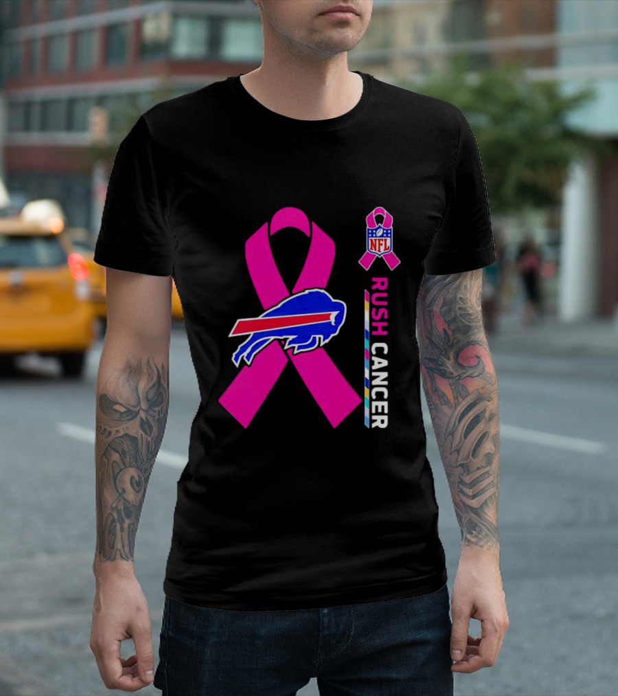 Buffalo Bills NFL Rush Cancer Pink Ribbon T-Shirt
