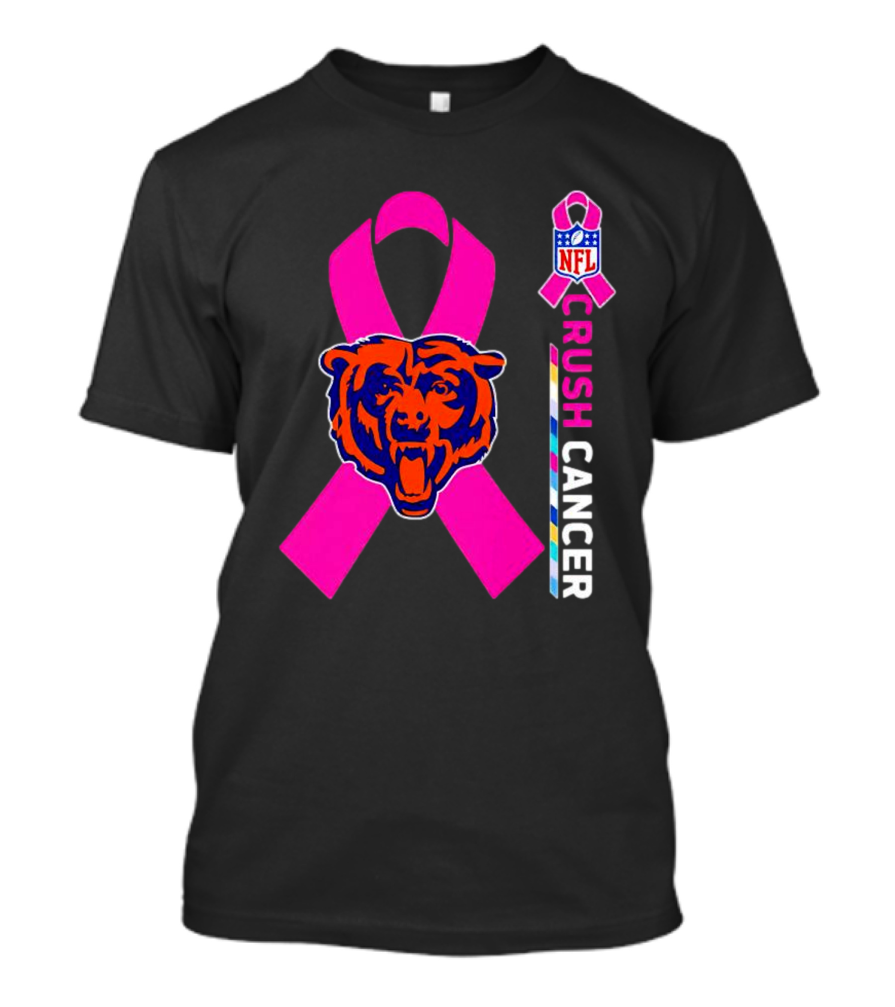 Chicago Bears NFL Pink Ribbon Crush Cancer T-Shirt