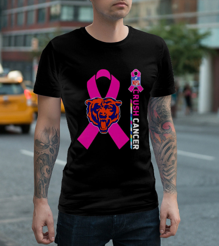 Chicago Bears NFL Pink Ribbon Crush Cancer T-Shirt