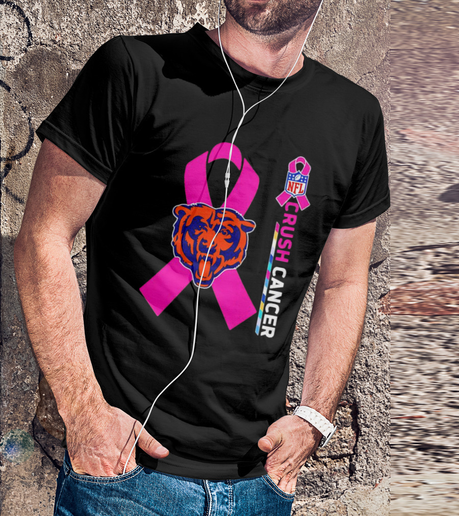 Chicago Bears NFL Pink Ribbon Crush Cancer T-Shirt