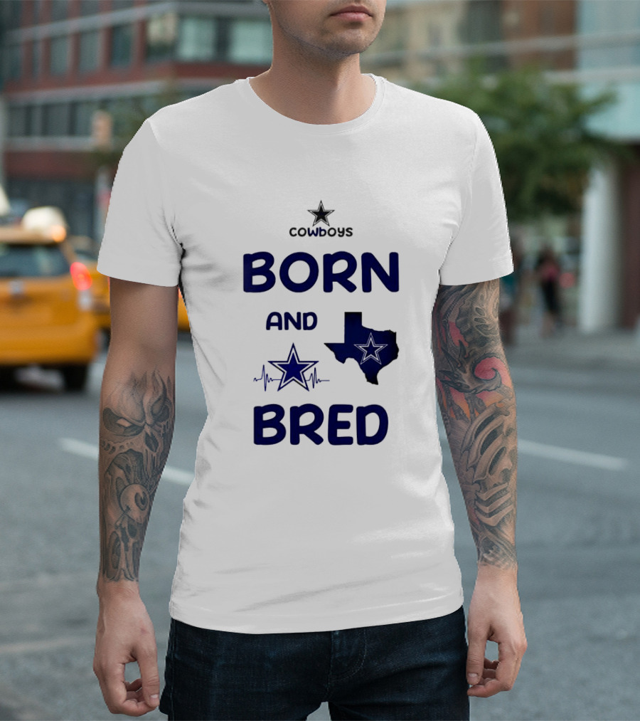 Cowboys Born and Bred Texas Star Heartbeat T-Shirt