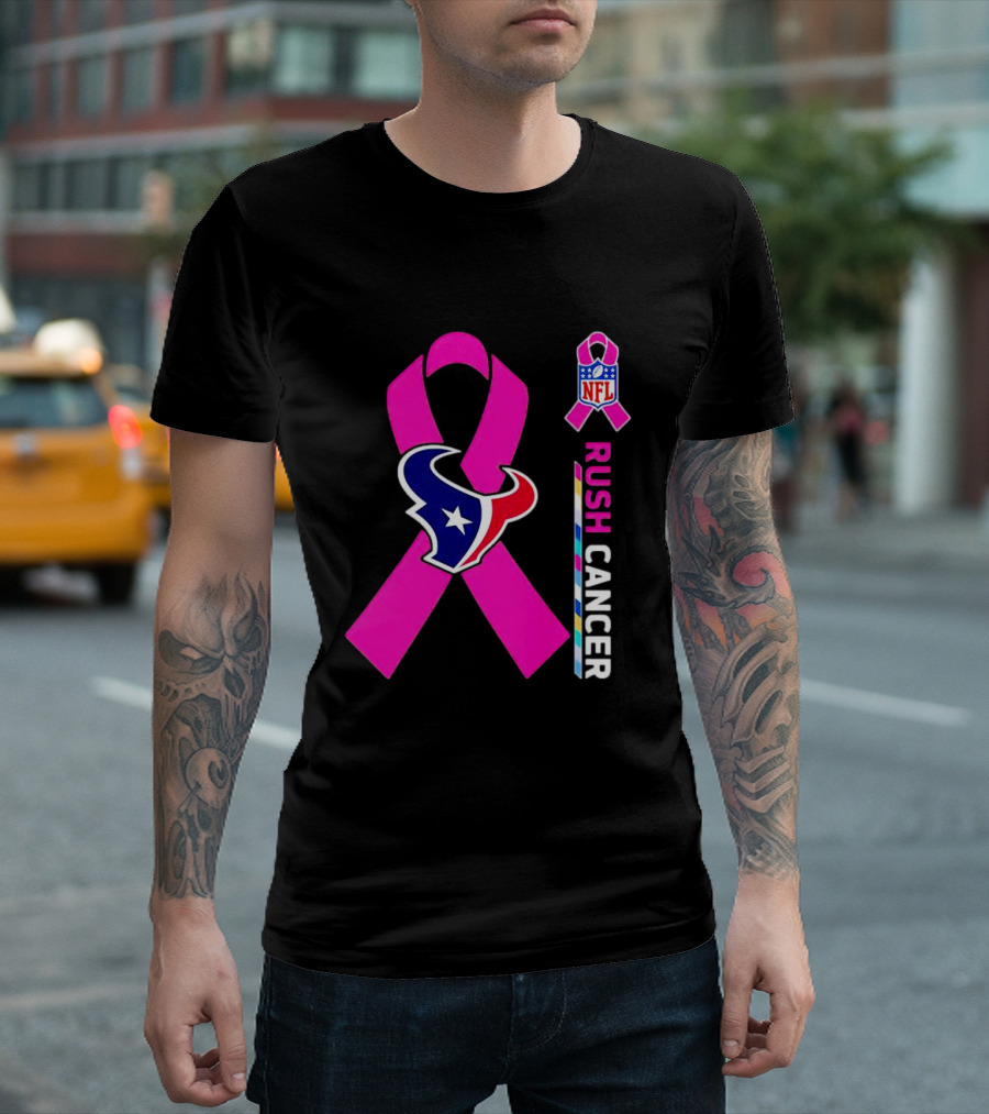 Houston Texans NFL Rush Crush Cancer Pink T-Shirt