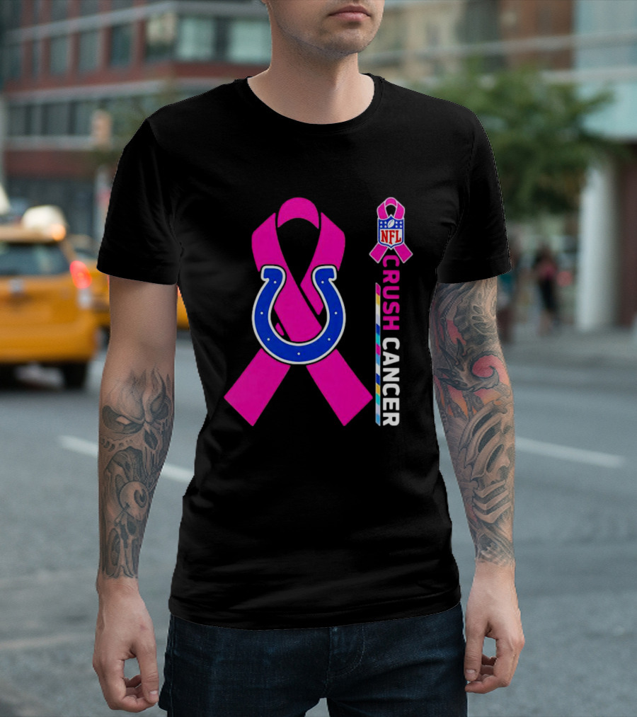 Indianapolis Colts NFL Pink Ribbon Crush Cancer T-Shirt