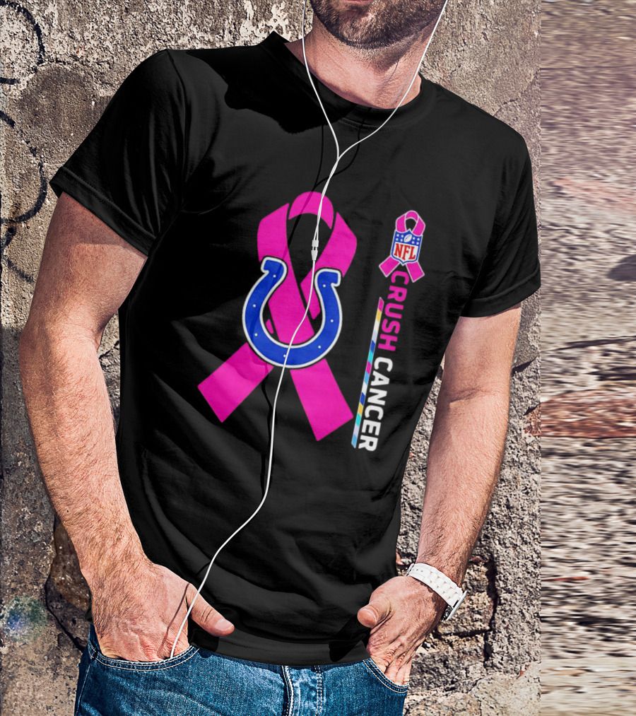 Indianapolis Colts NFL Pink Ribbon Crush Cancer T-Shirt