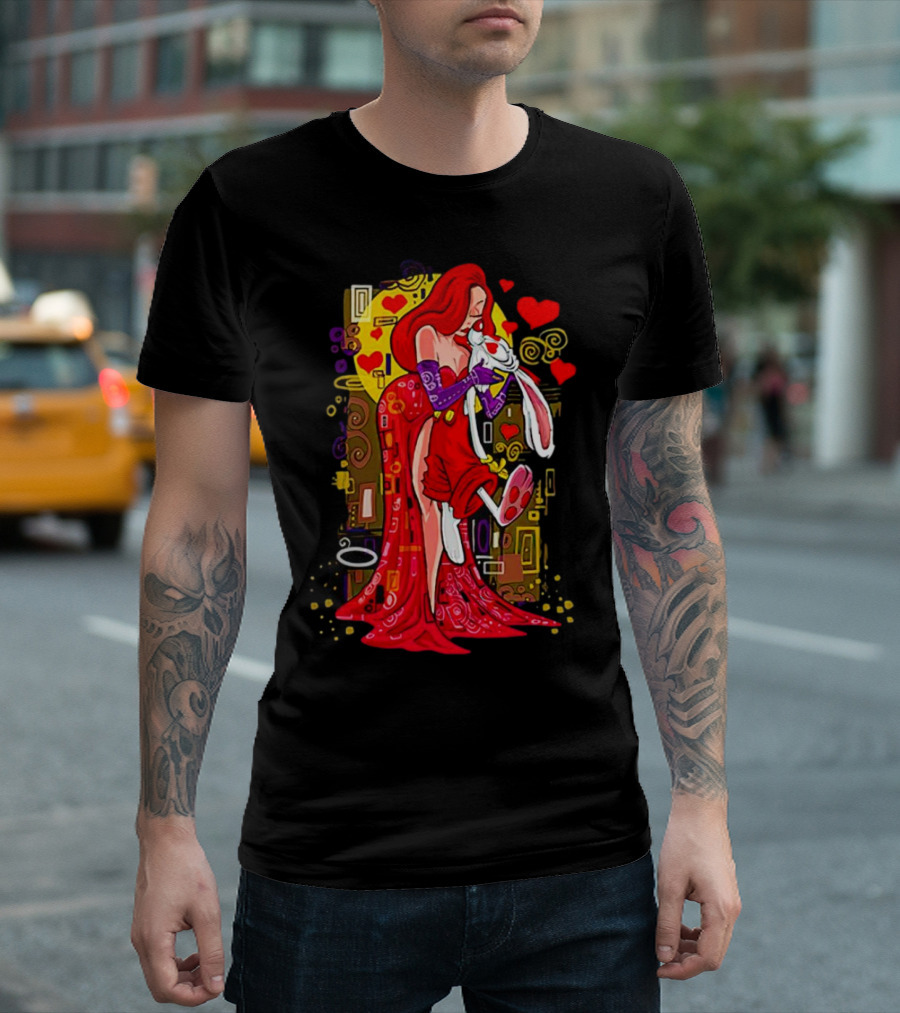 Jessica Rabbit Roger Rabbit Gustav Klimt The Kiss Cartoon Hearts T-Shirt