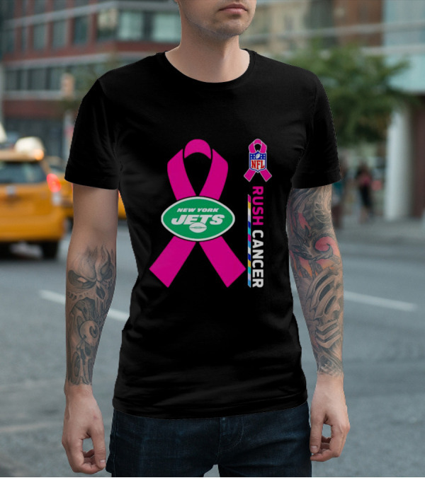 New York Jets NFL Rush Cancer Pink T-Shirt