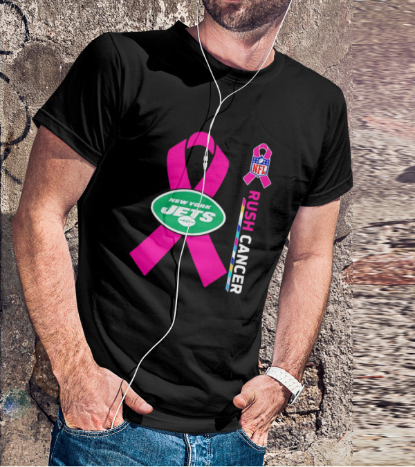New York Jets NFL Rush Cancer Pink T-Shirt