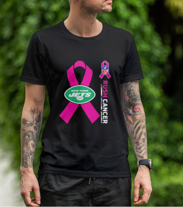 New York Jets NFL Rush Cancer Pink T-Shirt