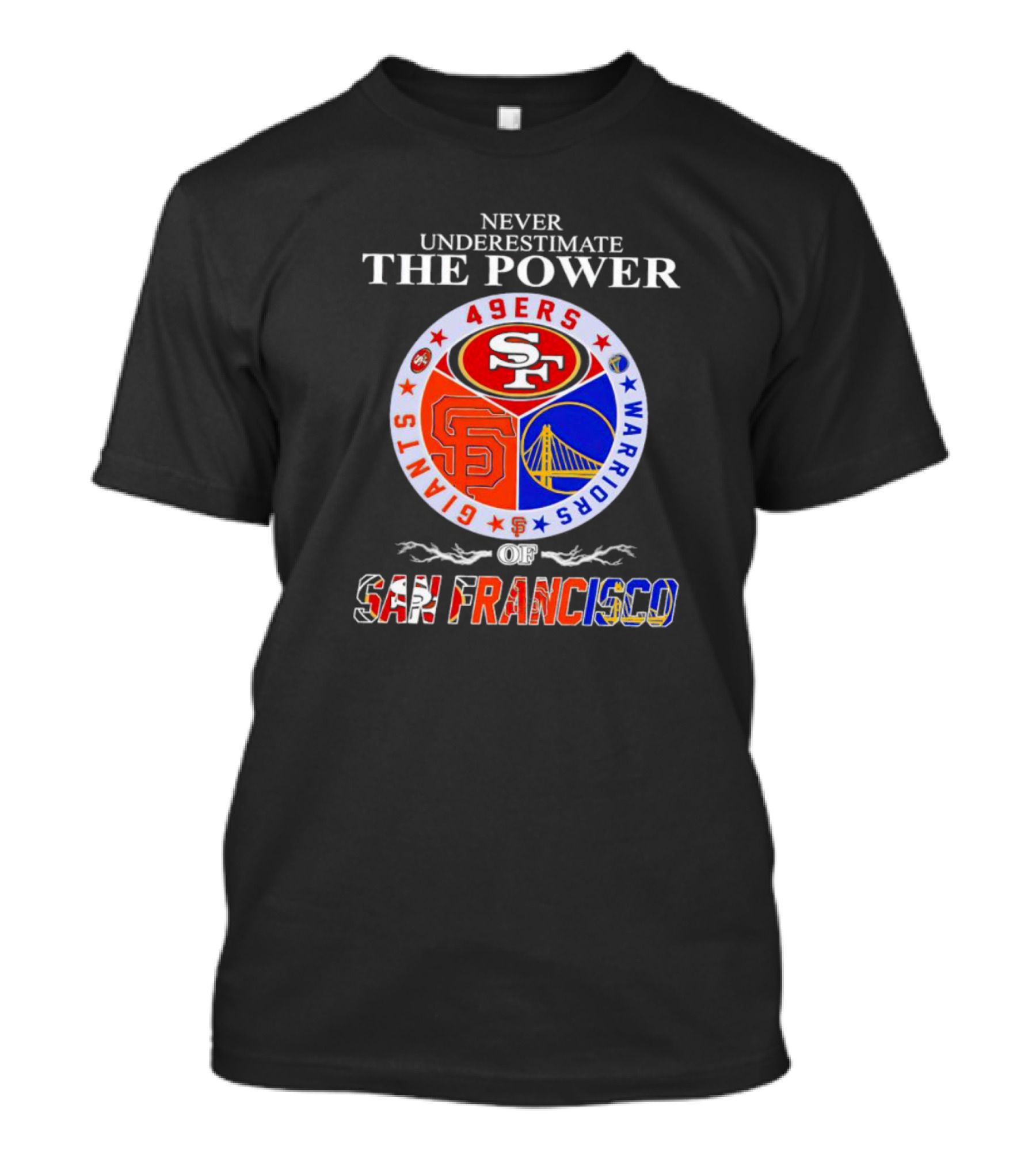 NEVER UNDERESTIMATE THE POWER 49ERS GIANTS WARRIORS OF SAN FRANCISCO T-Shirt