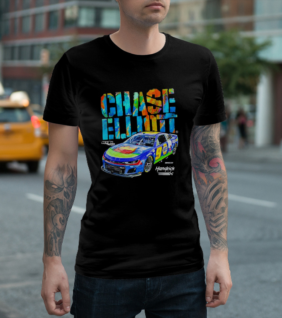 Chase Elliott #9 Hendrick Motorsports Colorful Design NASCAR Racer T-Shirt