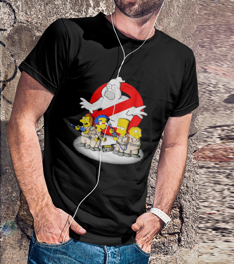 The Simpsons Homer Busters Ghostbusters Parody Bart Milhouse Nelson Ralph T-Shirt