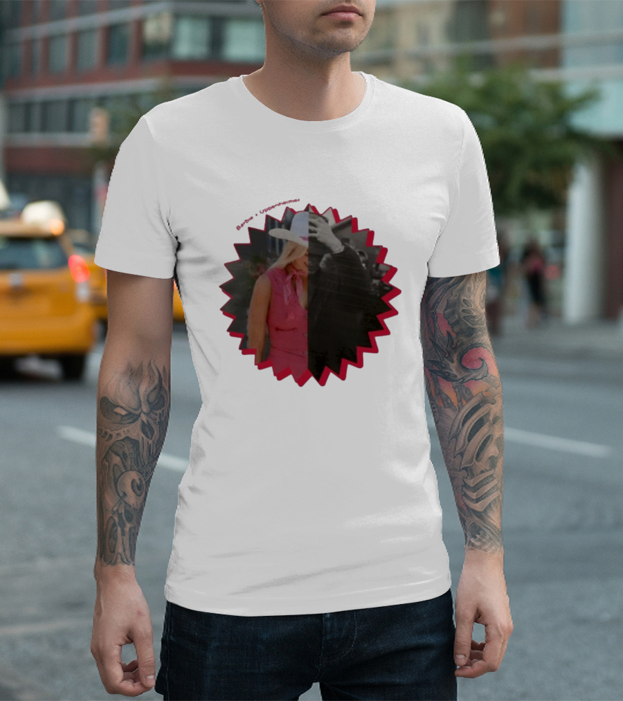 Barbie Oppenheimer Half Pink Half Black Starburst T-Shirt