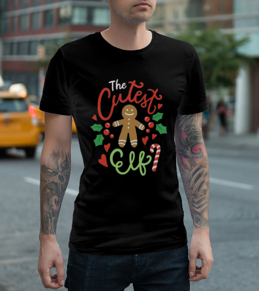 The Cutest Elf Gingerbread Candy Cane Holly T-Shirt