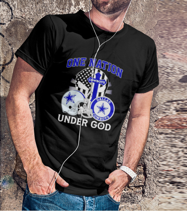 Dallas Cowboys One Nation Under God American Flag Football Helmet Star T-Shirt