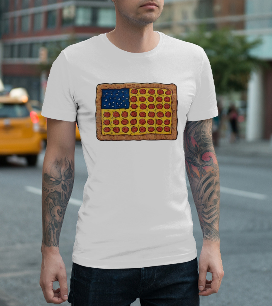 Pizza America Flag 4th of July Pepperoni T-Shirt