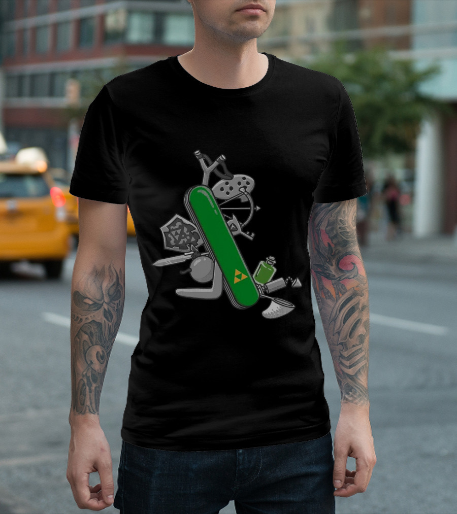 Hyrule Army Knife Multi-Tool Legend of Zelda Iconic Symbols T-Shirt